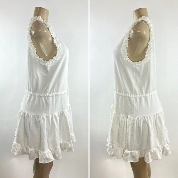 Sundays Larissa Dress Size L White Sleeveless Ruffled Drawstring Anthropologie - Picture 7 of 11